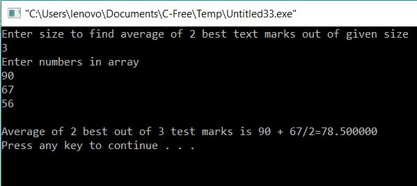 Average of best two test marks out of given number of test marks