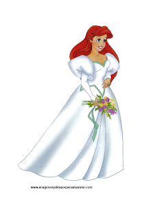dibujo de Ariel la sirena vestida de blanco para imprimir