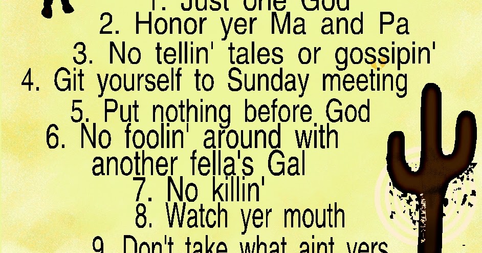 Cowboy 10 Commandments Quote DIY Party Mom