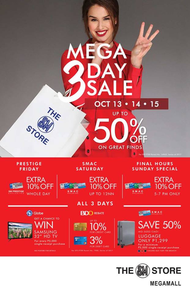 manila shopper sm malls 3 day sale october 13 15 2017