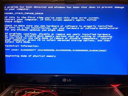 Cara Mangatasi PC dengan Monitor Blue screen