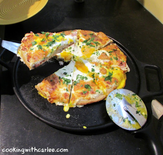 This pizza turns a French favorite on its head. The creamy bechamel, melted cheese and ham with just a touch of dijon really come together to make a delicious pizza but the egg on top takes it over the edge! I can't wait to make this again!