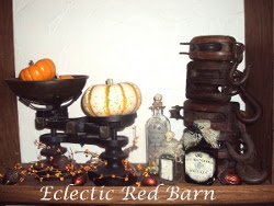 Fall Arrangement with vintage scale, wooden pulley, Potion Bottles