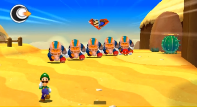 Mario & Luigi Paper Jam Chargin' Chuck Corps boss battle special minigame airplane stepping on footballs