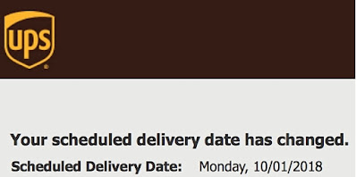 Photograph of a UPS  delivery notifcation.