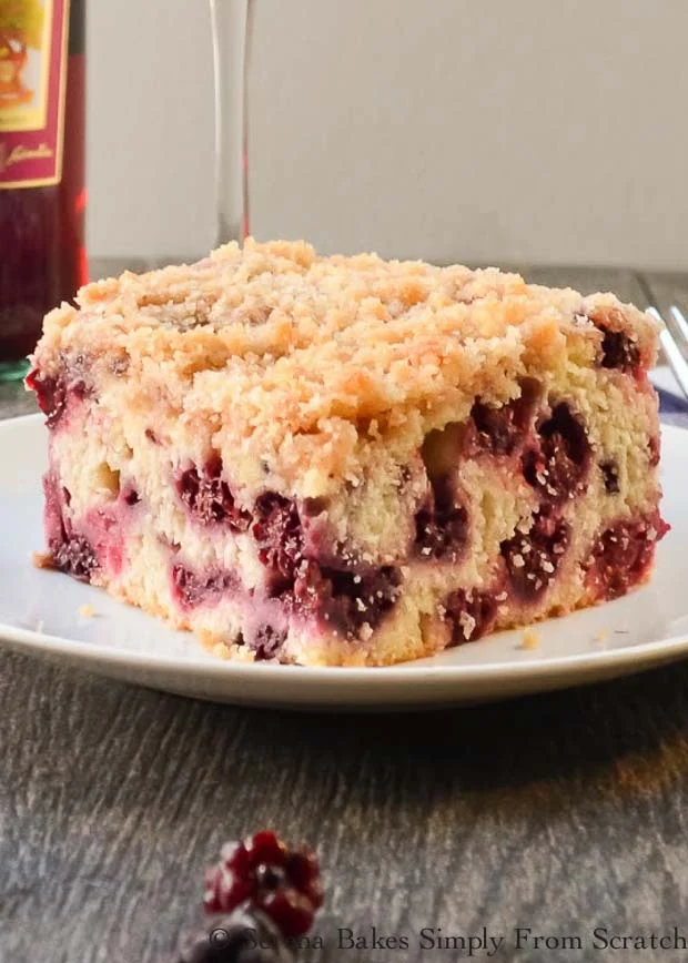 Blackberry Buckle is a delicious light cake with cinnamon, vanilla and plenty of blackberries for breakfast, brunch or dessert from Serena Bakes Simply From Scratch.