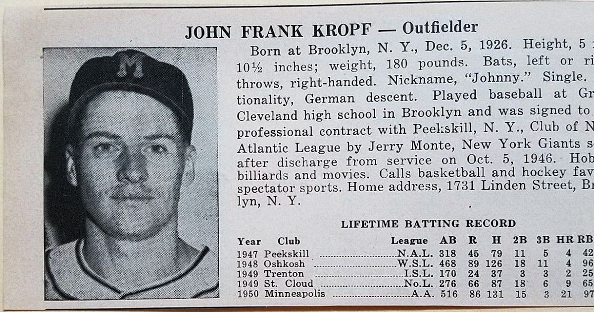 How Johnny Kropf gave up center field for Willie Mays ~ Baseball