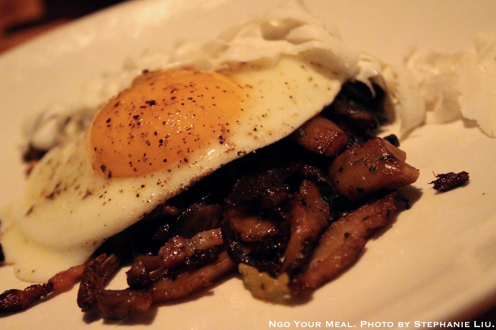 roasted mushrooms with pancetta and ricotta salata with a fried egg on top roasted mushrooms with pancetta and ricotta salata with a fried egg on top