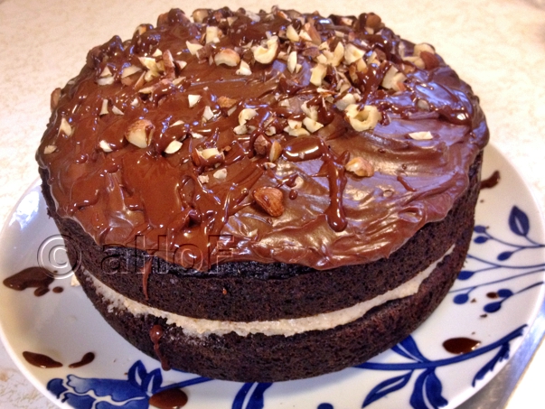 Chocolatecake, Beet Cake, Hazelnut Filling, Ganache