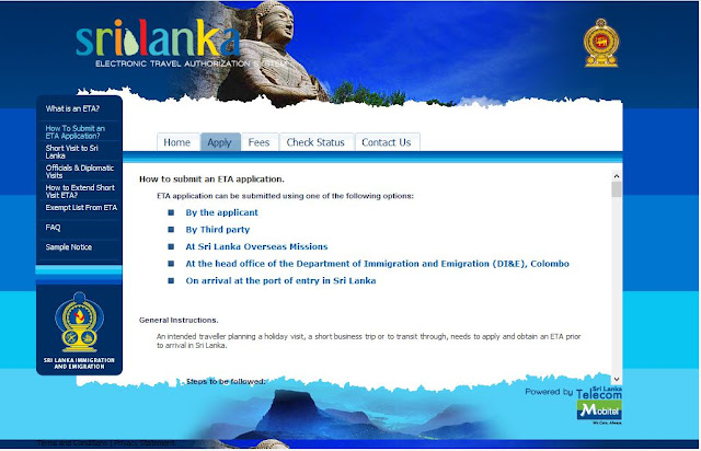 ETA (Online Visa ) application process for Sri Lanka