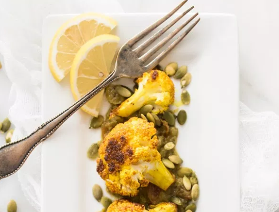 Roasted Cauliflower Green Curry
