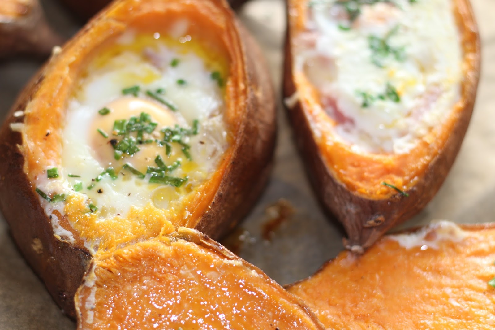 Eggs Baked in Sweet Potatoes with Cheese & Bacon Diary of a Mad Hausfrau