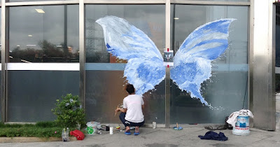 vẽ tranh 3D đôi cánh thiên thần bình dương