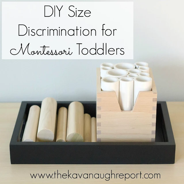 This easy Montessori inspired DIY size discrimination work helps toddlers who are interested in pegging work sort by size. 