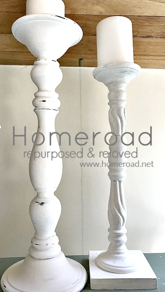 collecting tall white candlesticks
