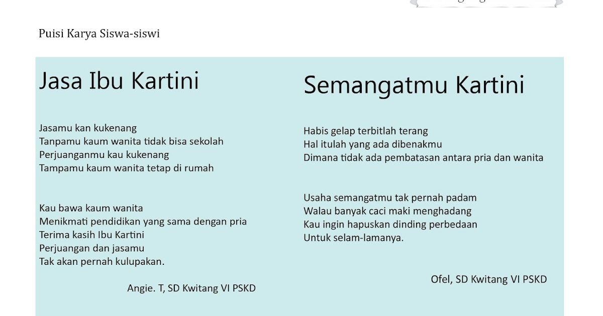Citra Pendidikan Puisi Karya Siswa Siswi Sd Pskd