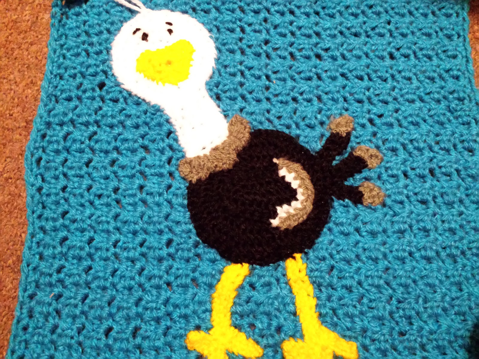 Blooming Lovely WIP Crochet Zoo Blanket Ostrich Appliqué