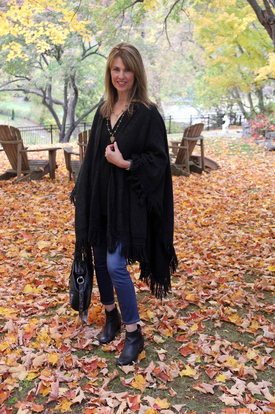 fringe cape for a fall day the midlife fashionista bittersweet designs necklace
