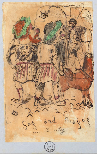 Gog and Magog in the city. Drawing on Origin of a Species manuscript made by Charles Darwin's children. Illustrated By . . . marchmatron.com Gog and Magog in the city. Drawing on Origin of a Species manuscript made by Charles Darwin's children. Illustrated By . . . marchmatron.com