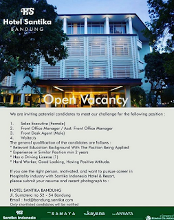 Lowongan Kerja Hotel Santika Bandung 2020 Via Email HRD Mei 2022