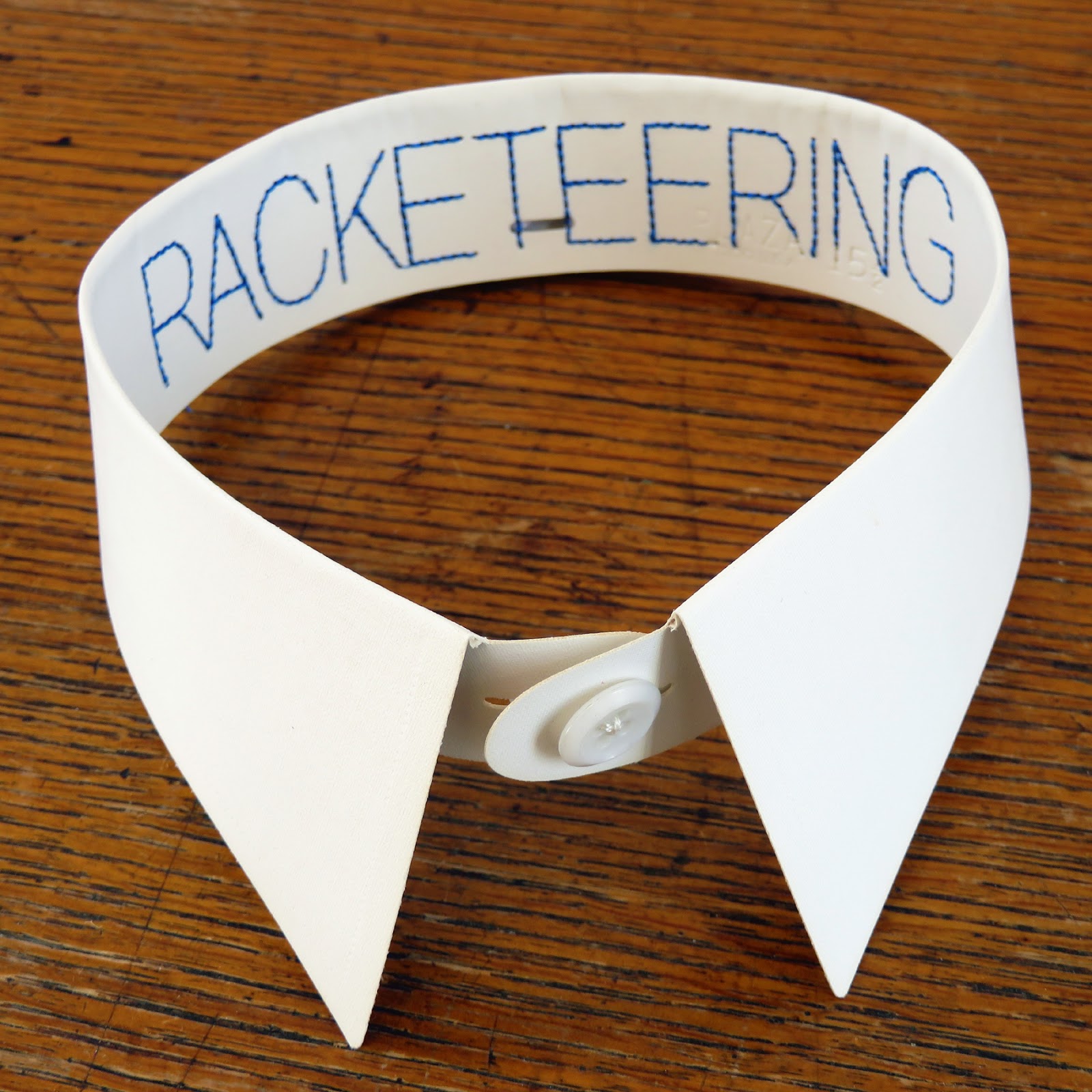 Art In Stitches White Collars Installation