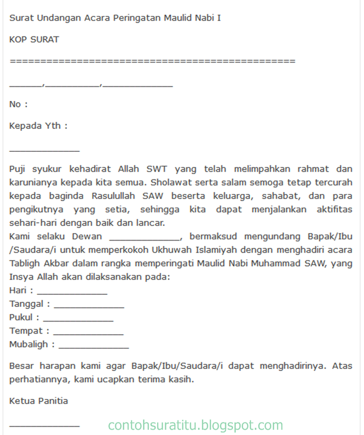 Contoh Surat Resmi Tentang Maulid Nabi Contoh Surat