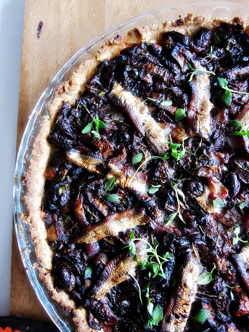 .Anchovy Pie With Caramelized Red Onions (Gluten Free).