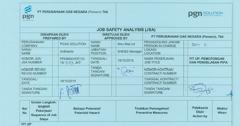 Jsa Job Safety Analysis Module Dunia Pendidikan Indonesia