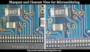 pcb FPC connectors sharpest view scope sharpest and clearest view form Amscope and Nikon lenses for doing micro soldering work on motherboards of smartphones
