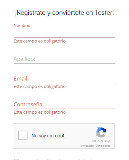 Formulario registro wearetesters Formulario registro wearetesters