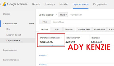 Ady Kenzie Raih Pendapatan $500 Dari Google AdSense