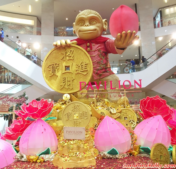 Feast of Longevity, Pavilion KL, CNY 2016, Auspicious Golden Monkey, Orang Orang Drum Theatre, the Grand Lou Sang, Gift of happiness, prosperity, longevity, cny mall decor