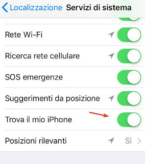 Localizzazione Localizzazione iPhone rubato o perso