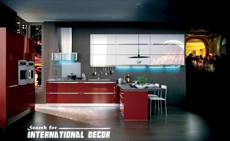 Italian kitchen, Italian cuisine, modern red kitchen design