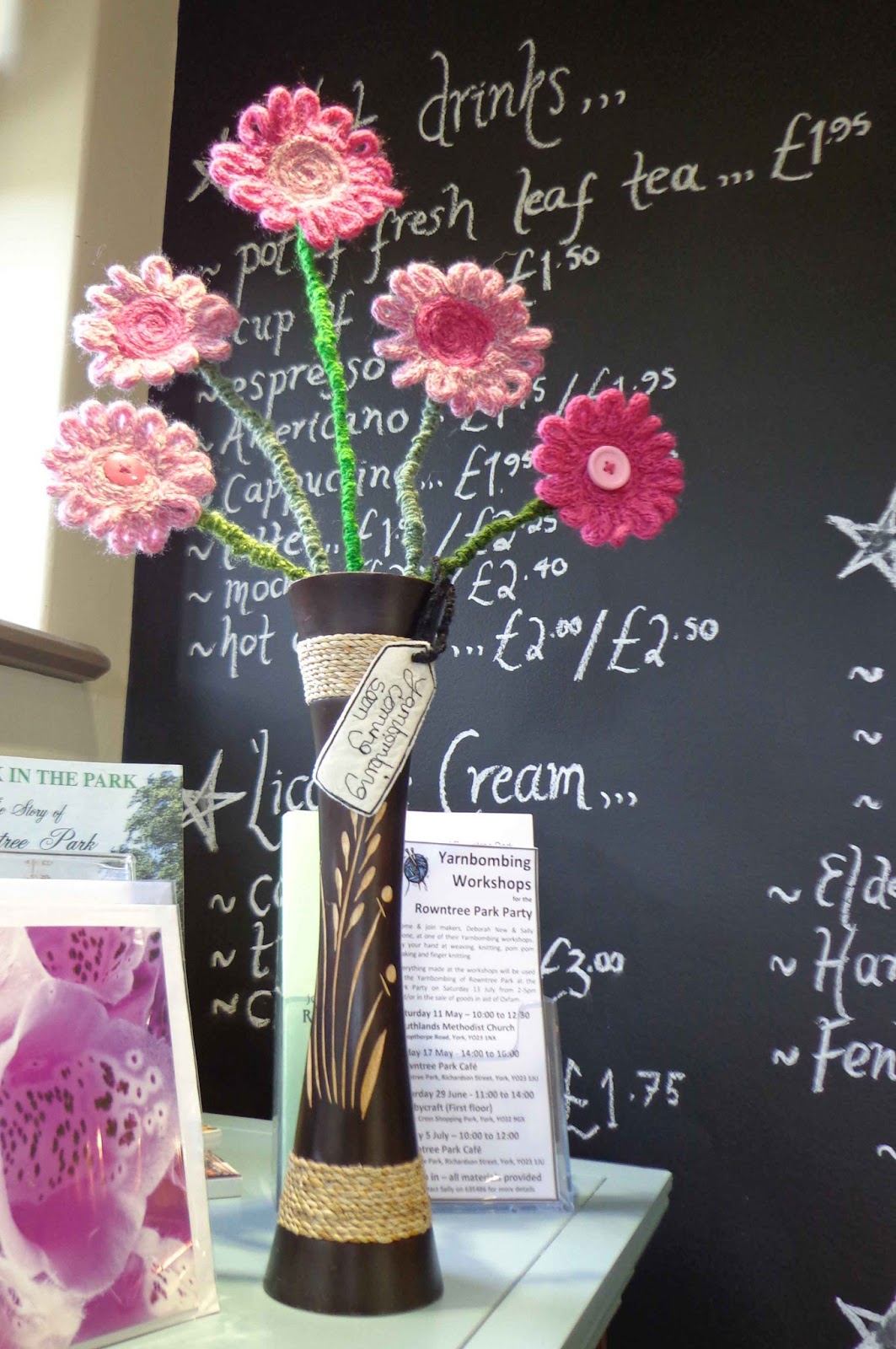 Hippystitch Fantastical Fruit & Flowers (Knitted?!) in Rowntree Park Café, York