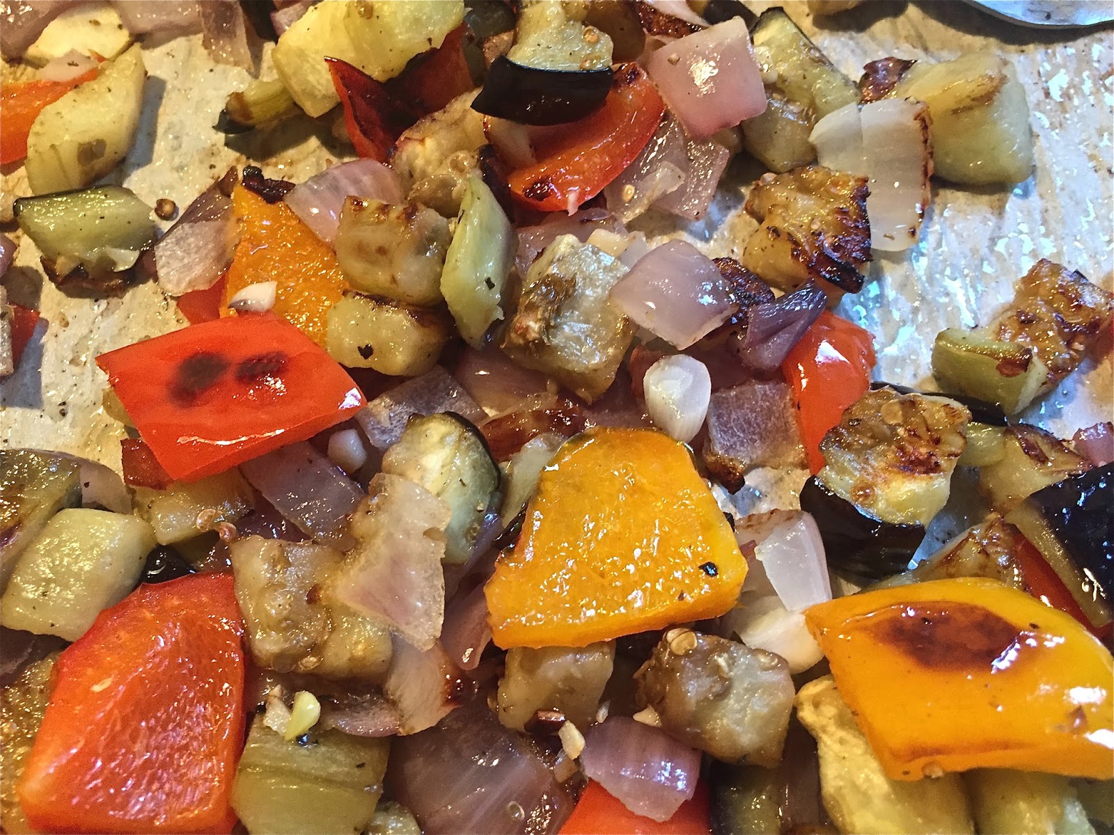 Homemade By Mary ROASTED VEGETABLE FARRO SALAD with FETA and KALAMATA