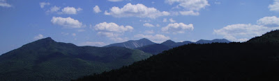 Panorama of Noonmark and Dix Mountains from Snow Mtn. 

The Saratoga Skier and Hiker, first-hand accounts of adventures in the Adirondacks and beyond, and Gore Mountain ski blog.