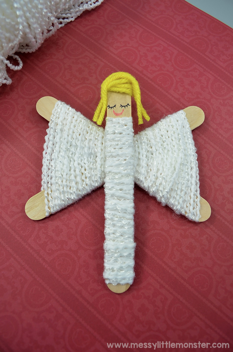 Angel ornaments. Yarn christmas crafts for kids. 