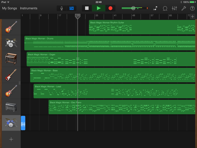 Where is the track header in garageband