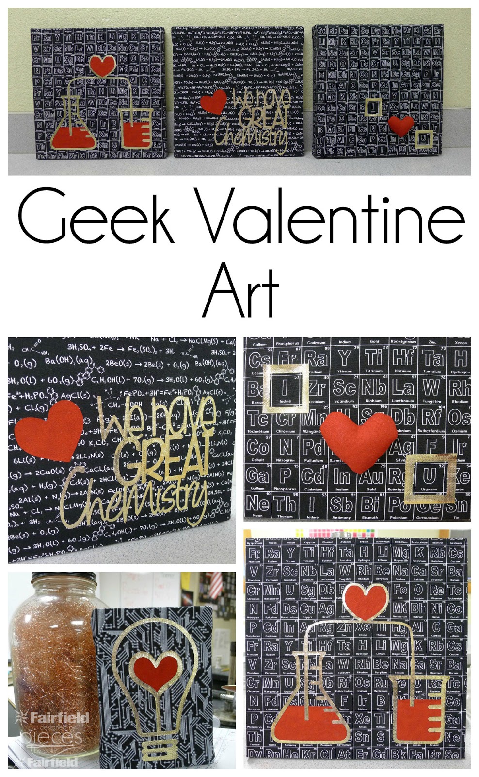 Pieces by Polly Geeky Valentine's Art Chemistry STEM Canvases with