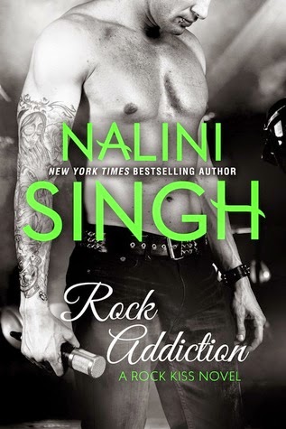 Rock Addiction, cover description: Black and white picture of a topless man wearing dark jeans and holding a mic. He has one armed with a full-sleeve tattoo. 