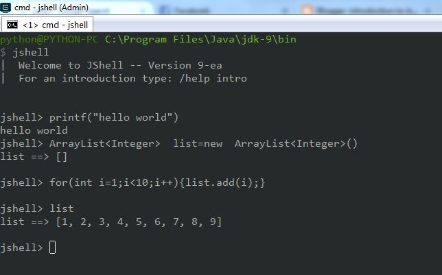 java 9 jshell introduction