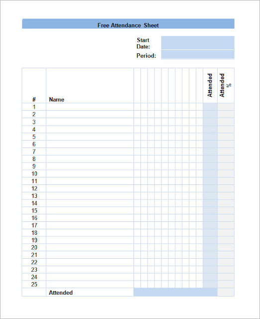 monthly attendance calendar