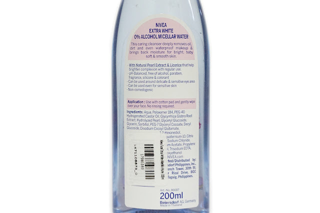 Nivea Extra White Micellar Water 0% Alcohol 3-in-1 Caring Cleanser 