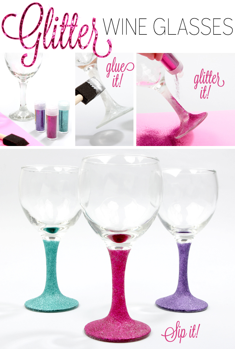 Diy Glitter Wine Glasses