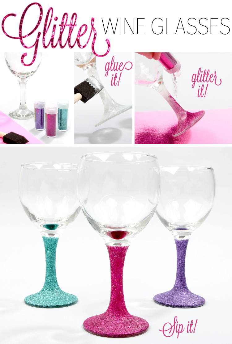 DIY Glitter Wine Glasses
