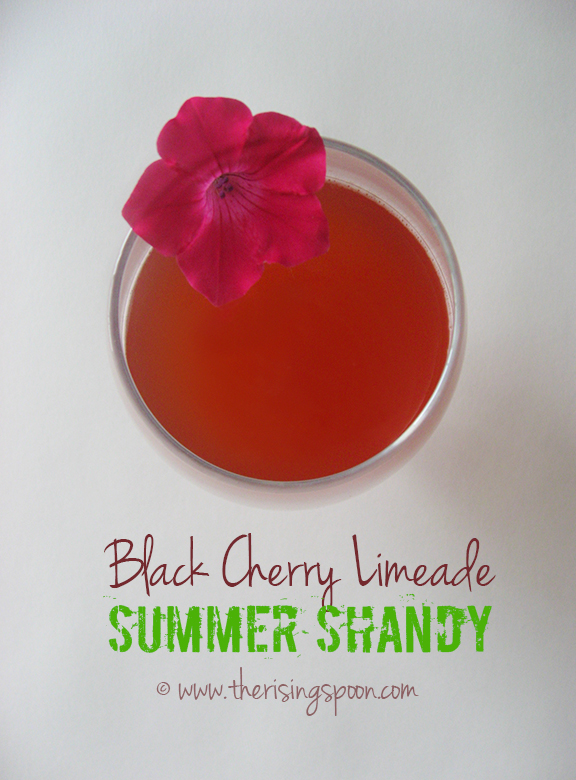 Black Cherry Limeade Summer Shandy | www.therisingspoon.com