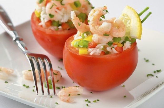Tomates farcies au riz et aux crevettes Recette Tomates farcies au riz et aux crevettes