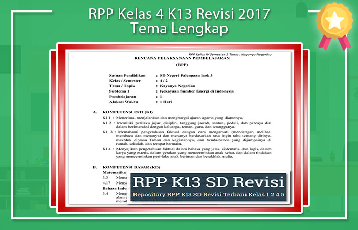 RPP Kelas 4 K13 Revisi 2017 Tema Lengkap RPP K13 Revisi 2017 SD Kelas 1 Semester 2