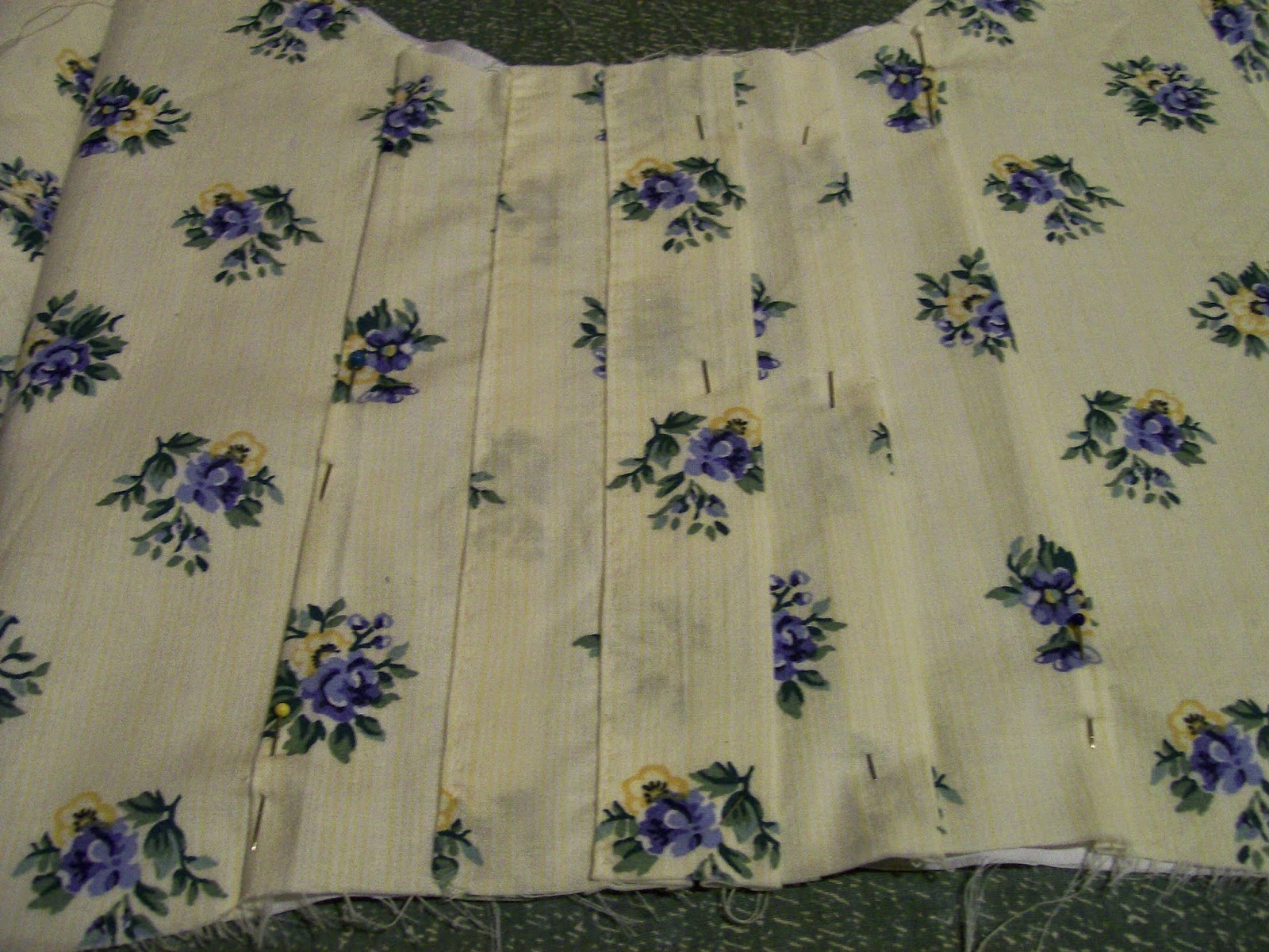 Decorative tucks on front of Regency dress bodice. Decorative tucks on front of Regency dress bodice.